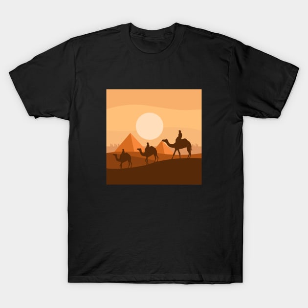 The Egyptian Pyramids And Sahara Desert Trip With Camel T-Shirt by ArkiLart Design